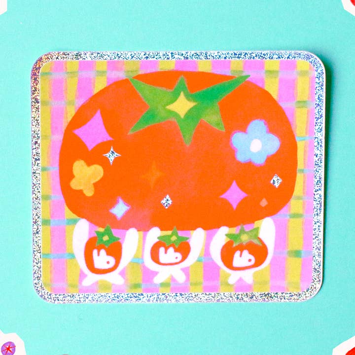 Autocollant en vinyle pailleté 'Voleurs de tomates' pour la vente par Odd Rabbits