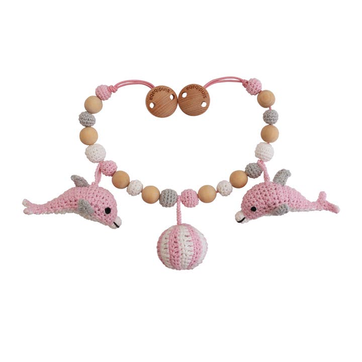 Catena per passeggino all'uncinetto Dolphin Dolphy in rosa per la vendita all'ingrosso da parte di SindiBaba