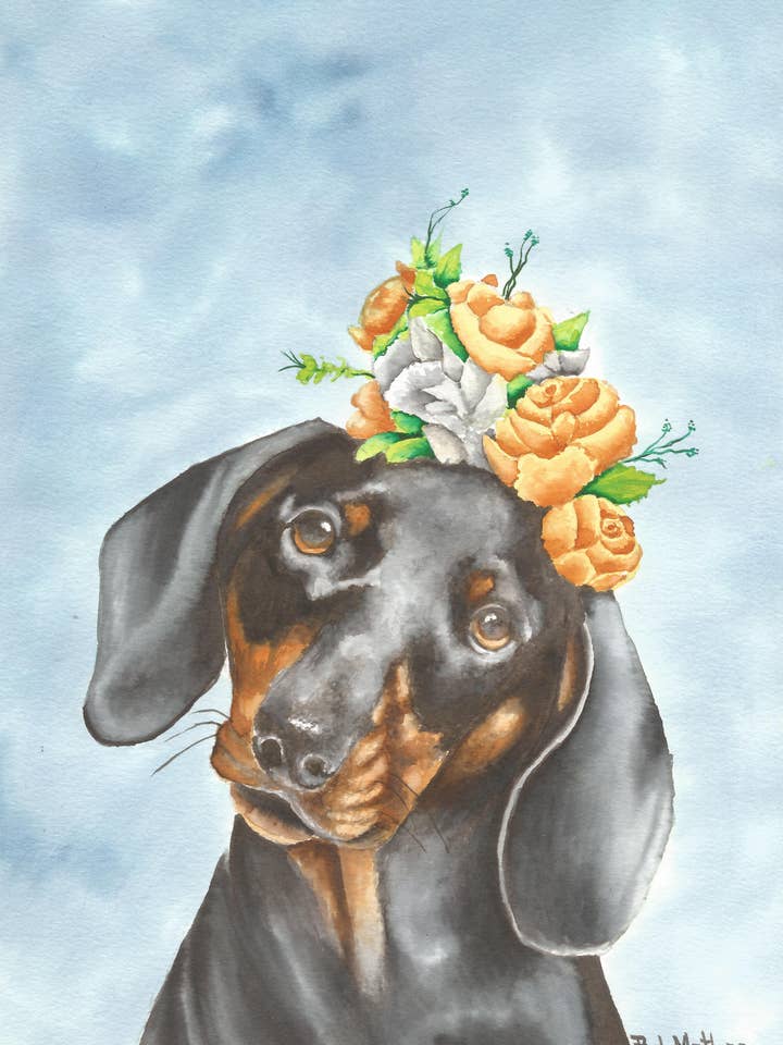 Dachshund Dog Flowers for wholesale by Laughing Corgi Press