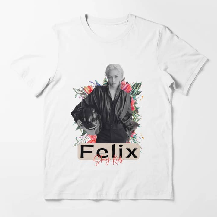 Floral Accent Monochrome Felix Portrait T-Shirt for wholesale by TheKingShirt
