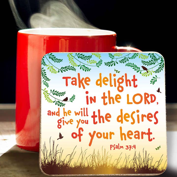 Just Cards Direct - Wholesale Coasters - Take Delight in the Lord - Christian Coaster