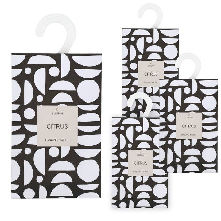Elysian Scented Hanging Sachet - Set of 4 Citrus - Geometric Design for wholesale by Robert Frederick Ltd