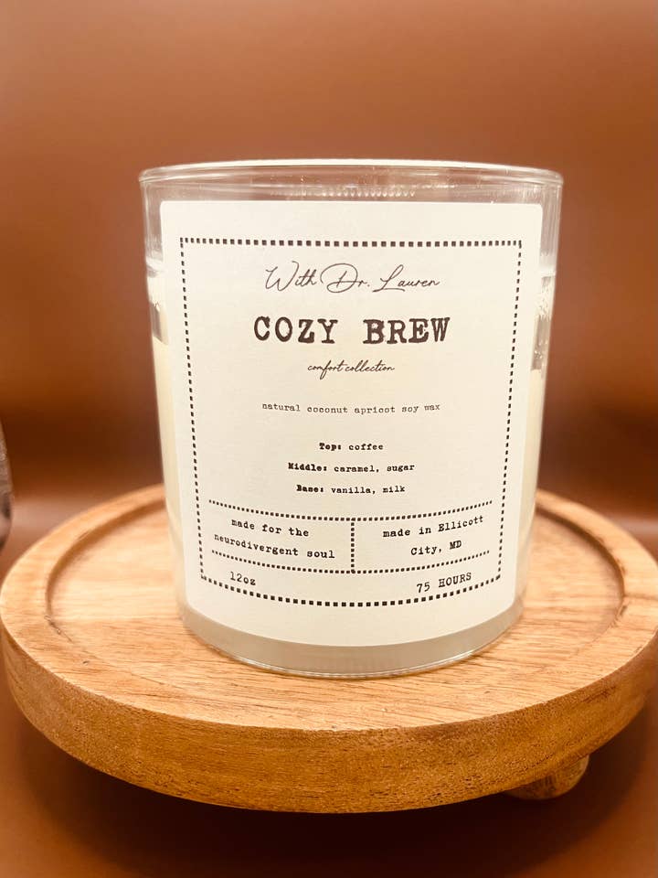 Cozy Brew Candle | Coffee Caramel Vanilla | Comfort for wholesale by with Dr. Lauren