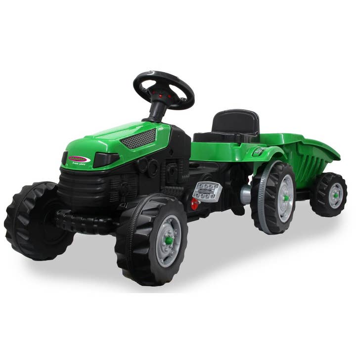 mhw24 - Venta al por mayor Coches/camiones de juguete - Niños - Tractor de pedales Strong Bull Green con remolque