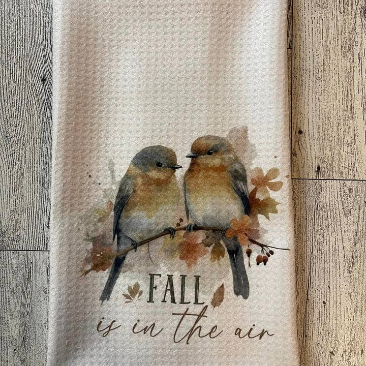 Torchon à vaisselle en tissu gaufré Fall Is In The AiR pour la vente par Prairie Chicken Sticker Shop & Gifts