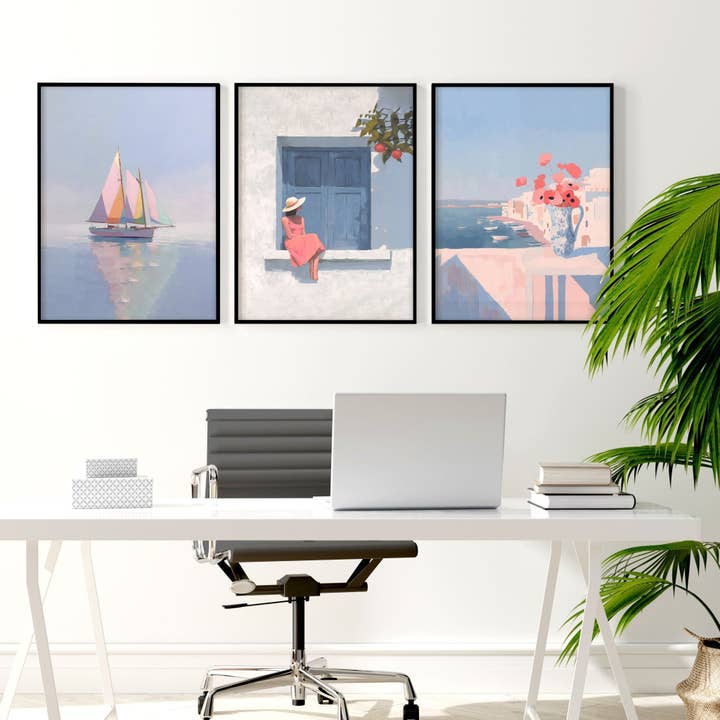 Big Poster For Home Office | Set of 3 Italian Lifestyle Wall art Prints for wholesale by About Wall Art