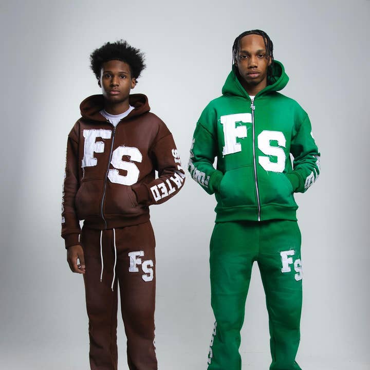 Custom His & Her Tracksuits | Distressed Embroidery for wholesale by Battlestar Clothing & Gear Co