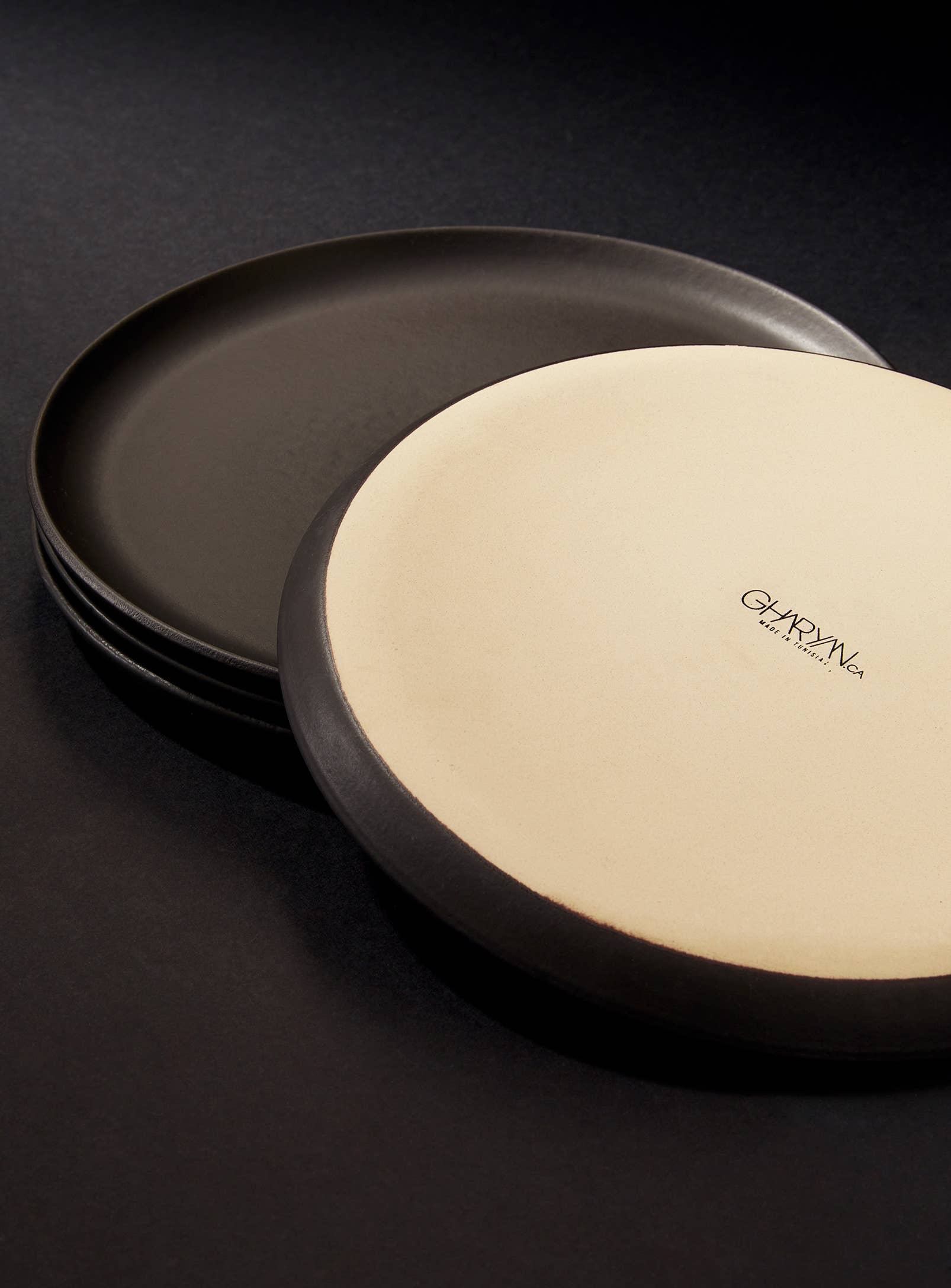 GHARYAN Stoneware & Olive Wood Tableware | Canada – wholesale Dinner plate – Handmade Stoneware Flat Salad/Dinner Plate | Edan 9.4"8