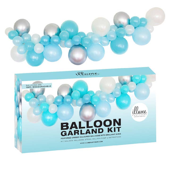 Illume Partyware - Wholesale DIY Craft Kit - Balloon Garland Kit DIY- Blue & Silver