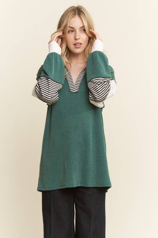 HEIMISH – Großhandel Tunika – Damen – ET7782-11 FARBBLOCK KRAGEN URBAN RIPPENOBERTEIL6