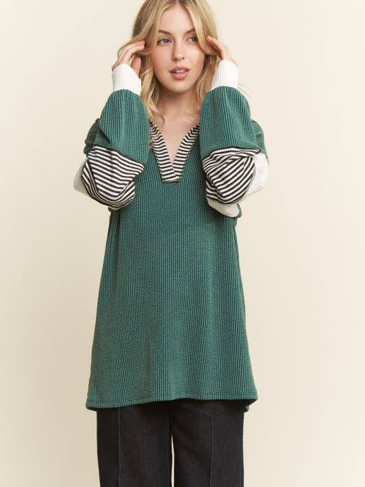 HEIMISH - Wholesale Tunic - Women's - ET7782-11 COLOR BLOCK COLLOR URBAN RIB TOP12