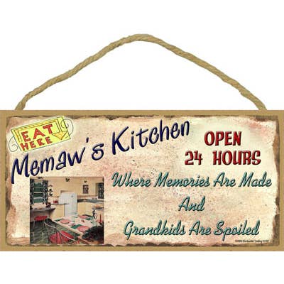 SJT Enterprises, Inc. - Wholesale Bord/bordje - Memaw's kitchen 5" x 10" houten plaat, bord