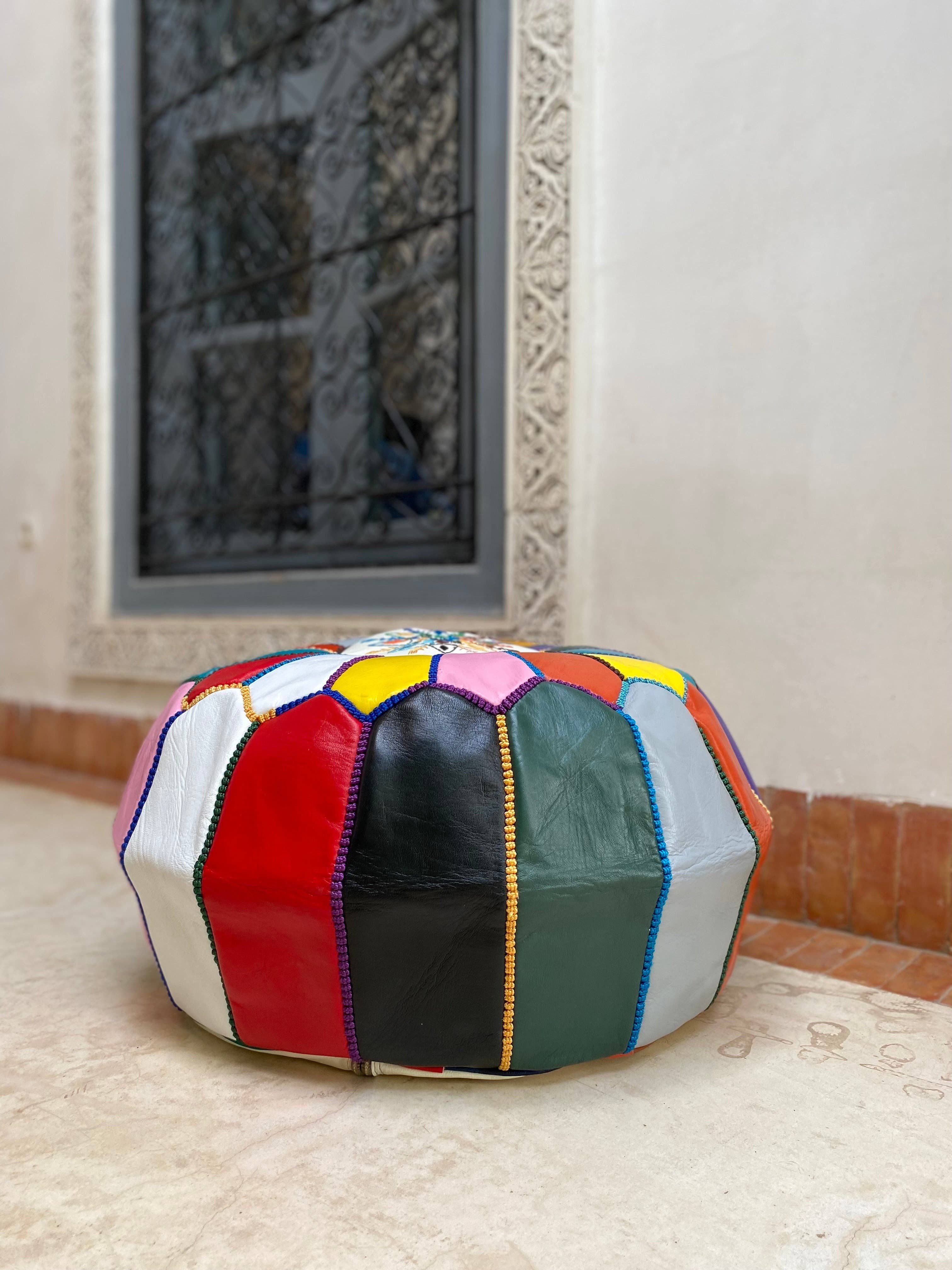 SOUK in the CITY - Wholesale Pouf - Handmade Leather Pouf M8