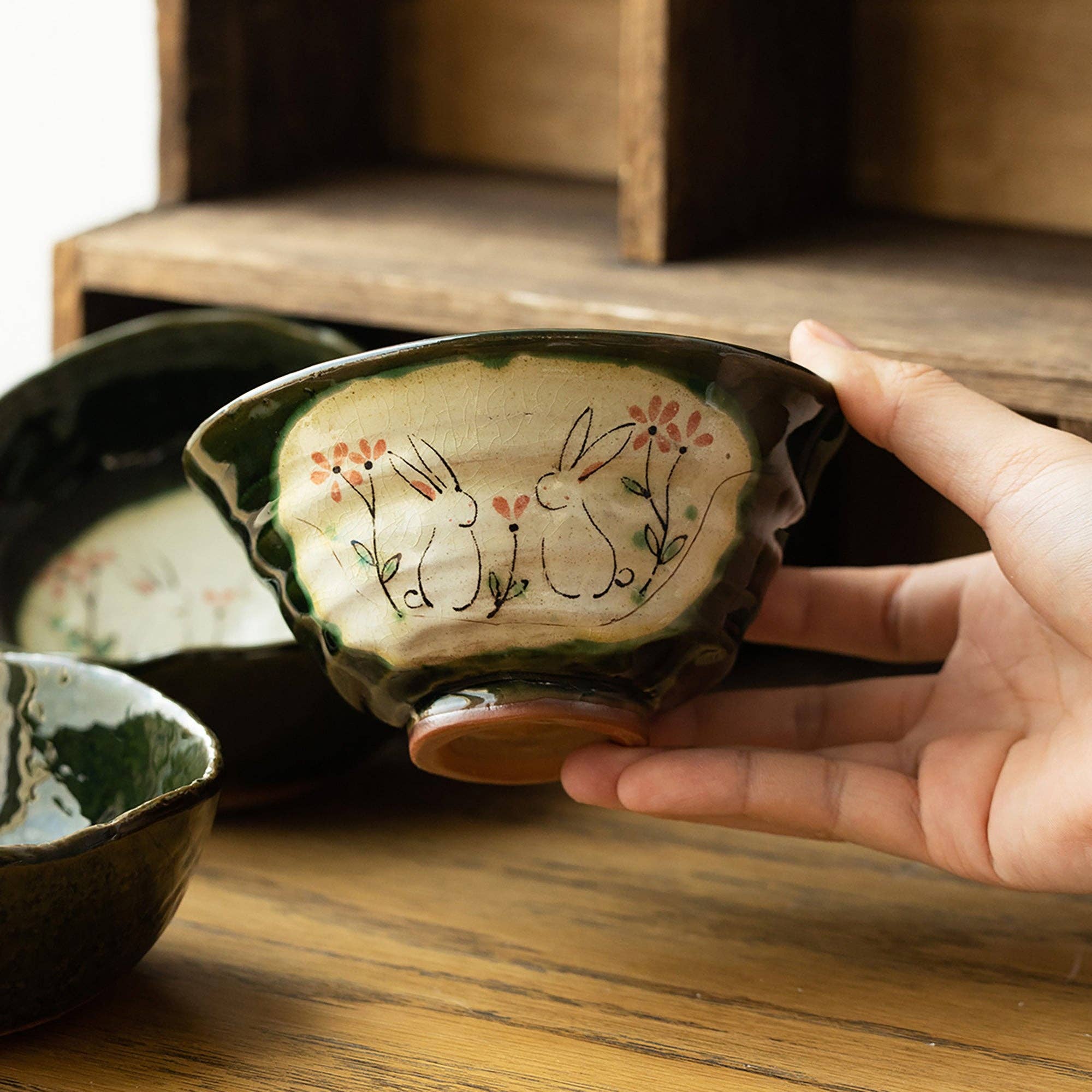 MinoCraft - Vente Bol - Bol Seto-yaki avec motif de lapin Oribe5