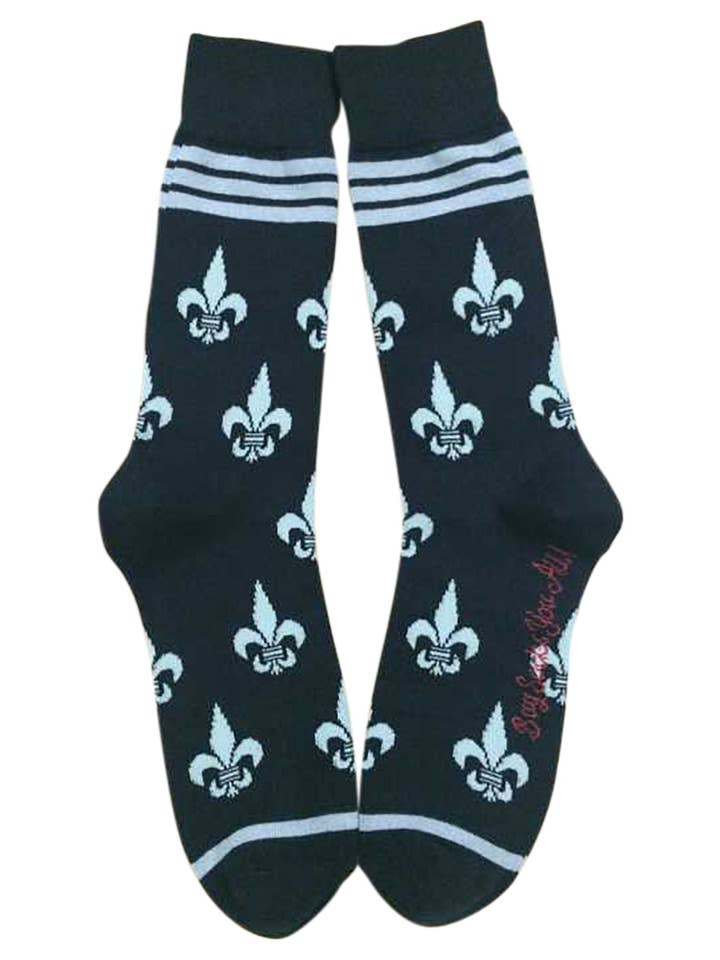 Calcetines Hombre Plata y Negro Fleur de Lis para venta al por mayor de Buy Socks You All