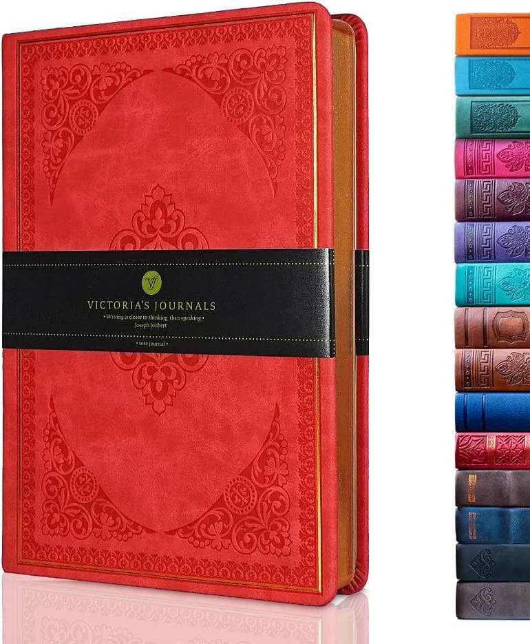 Victoria's Journals - Wholesale Notebook - Victoria's Journals Antique Style Diary Vegan Leather (Red)8