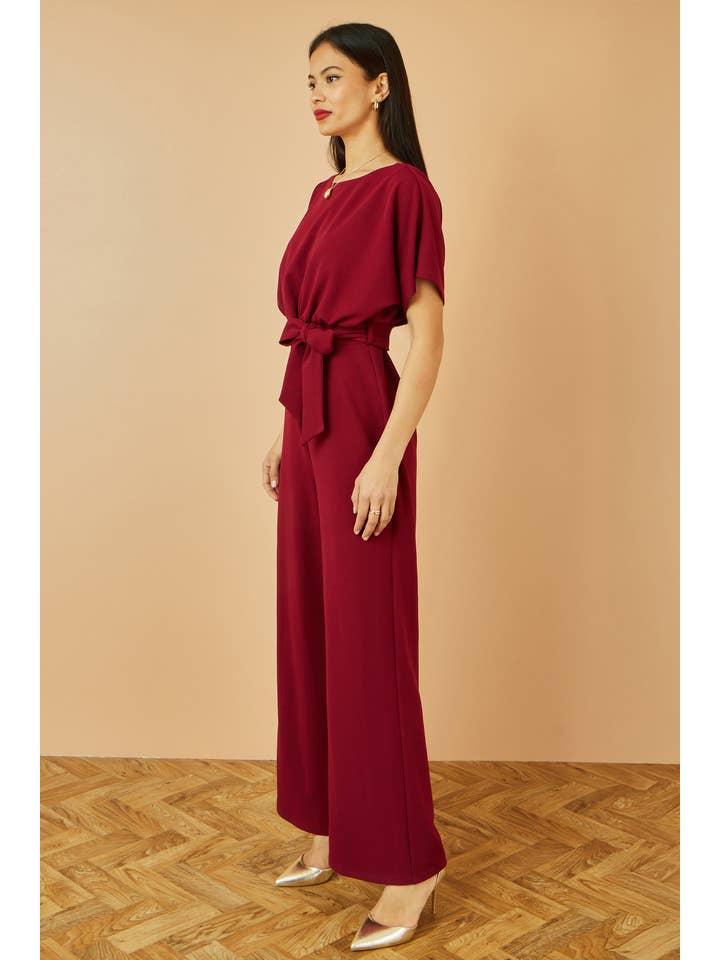 Yumi Burgundy Batwing Stretch Jumpsuit for wholesale on Faire2