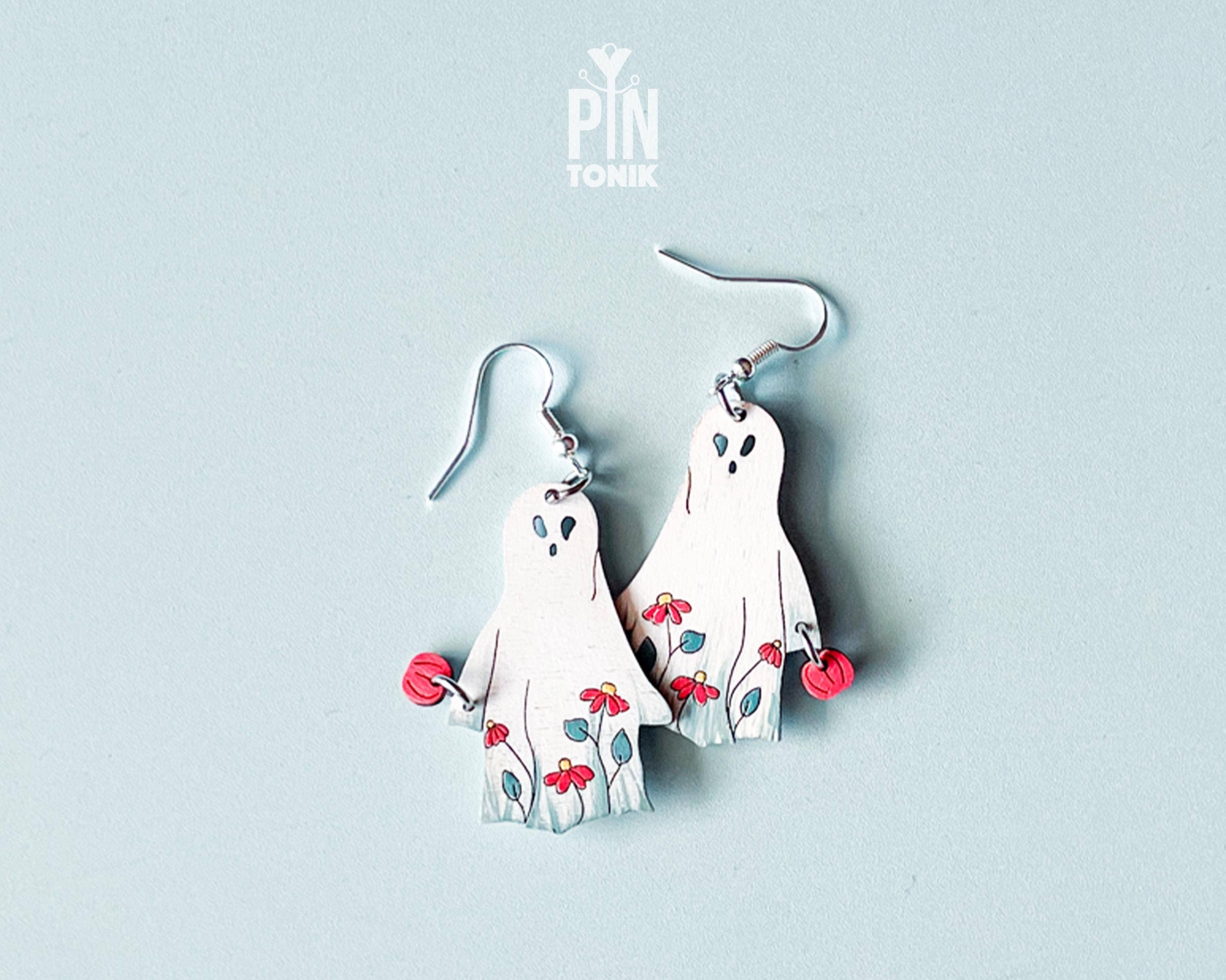 PinTonik – Großhandel Ohrhänger – Halloween-Geist- und Kürbisohrringe