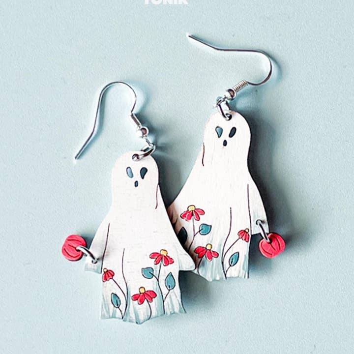 PinTonik – Großhandel Ohrhänger – Halloween-Geist- und Kürbisohrringe0