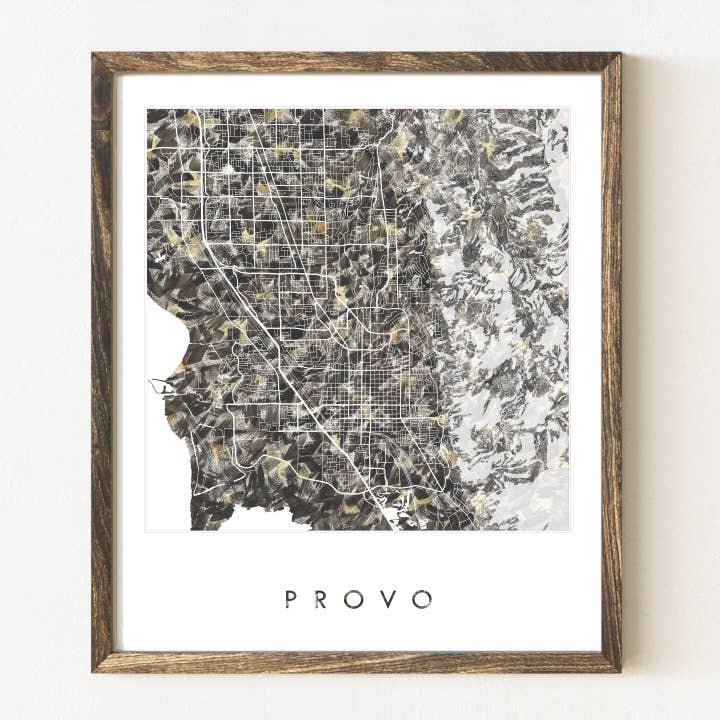 PROVO Utah geschilderde kaart, KUNSTDRUK voor wholesale door Turn-of-the-Centuries