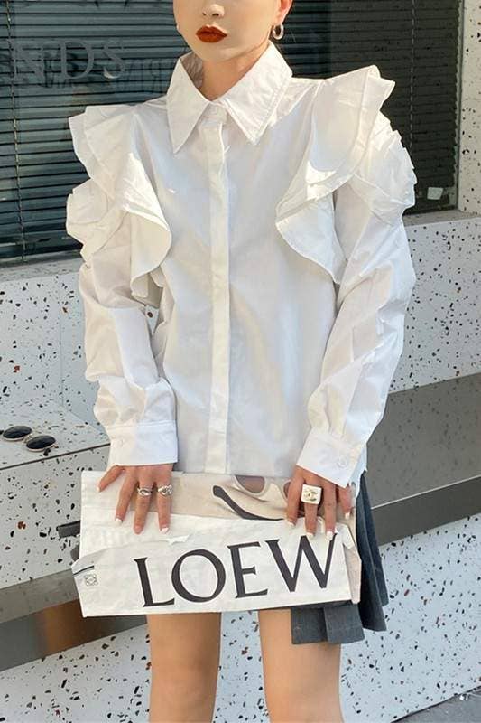 Fashion Combination - Wholesale Button Down Shirt - Women's - ruffles blouse shirt9
