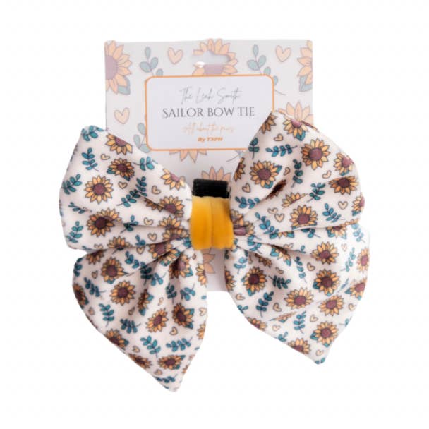 The Leah Smith collection branded sunflower dog and cat sailor bow tie for wholesale by The sweetie pamper hamper