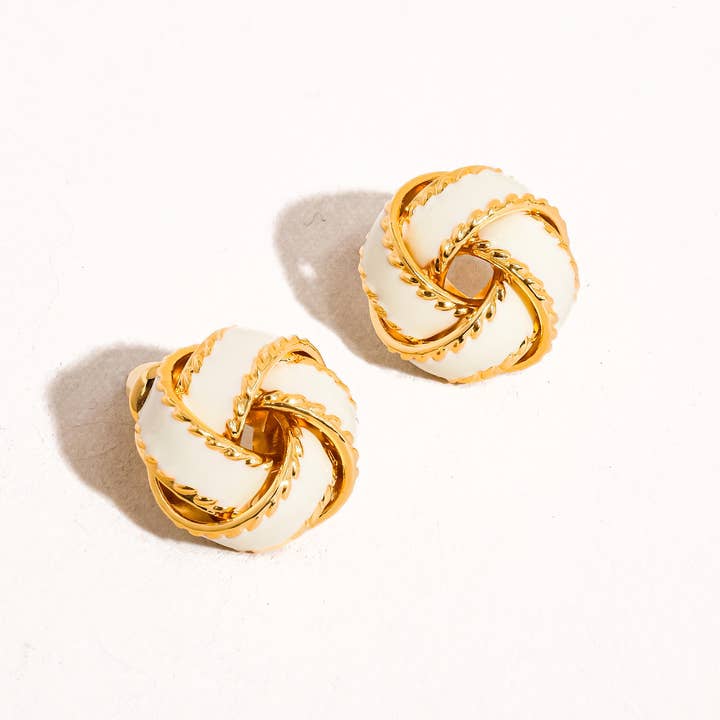 Flânerie by MAIQ - Wholesale Stud/Post Earrings - Astor 18K Gold Basket Weaved Ball Studs