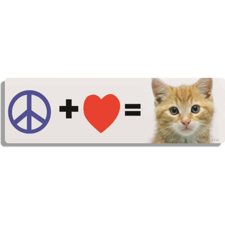 Peace + Love = Kittens - Autocollant amusant pour pare-chocs, aimant de voiture pour la vente par Humper Bumper