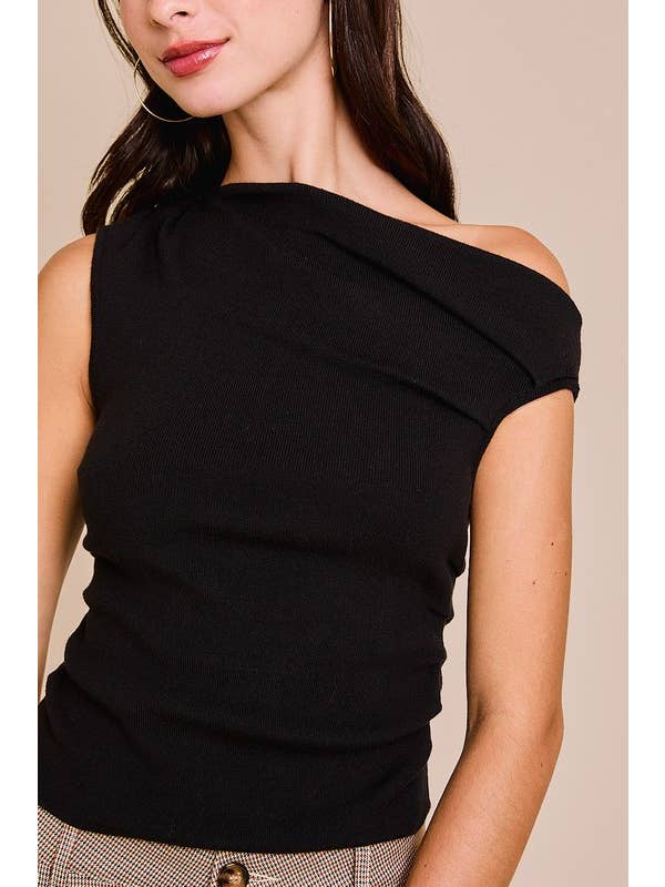 LE LIS - Wholesale Knit Top - Women's - ASYMMETRICAL NECK SWEATER TOP71