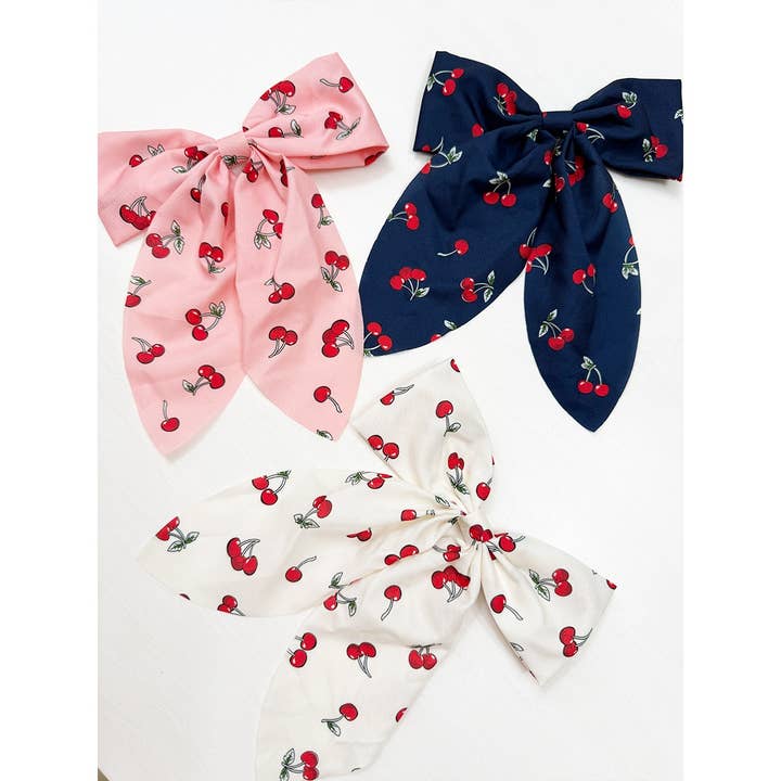 Mix Colors of Cherry Bow Hair Clips for wholesale on Faire