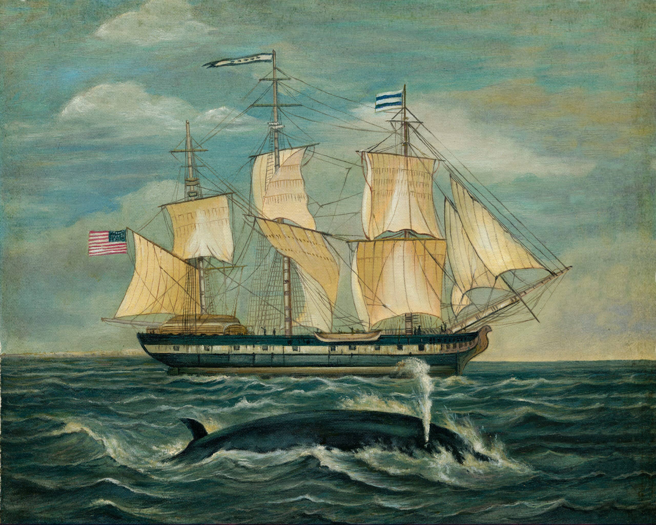 Madison Bay Co. - Historical Home Decor Reproductions - Wholesale Painting/Drawing - American Whaling Ship with Sperm Whale Vintage Painting Print15