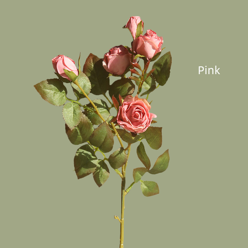 ACNITE(We cover U.S. import duties) – wholesale Artificial flowers – Artificial small rose flower,3 heads retro rose,faux flowers0