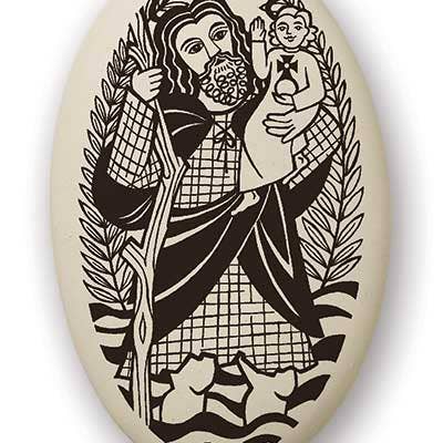 Saint Christopher porseleinen hanger voor wholesale door Touchstone Pottery