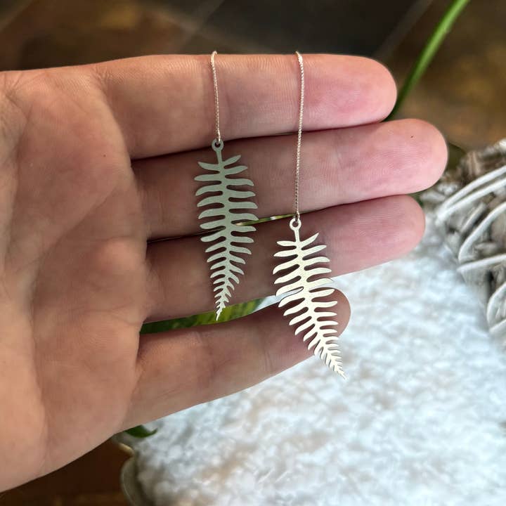 forest & fog - Wholesale Dangle Earrings - Silver Fern Threader Earrings2