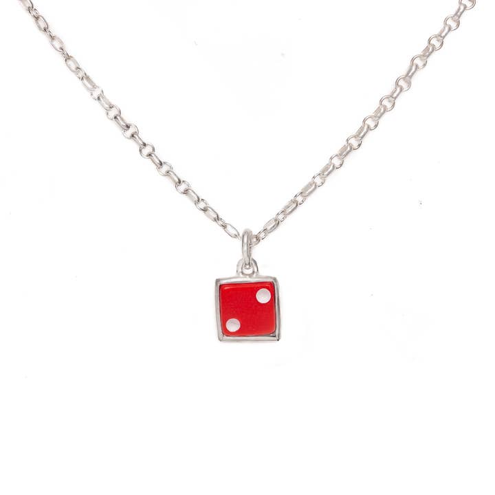 *RTS* Rode Geluksdobbelsteen Hanger 18" Ketting voor wholesale door Alex Streeter