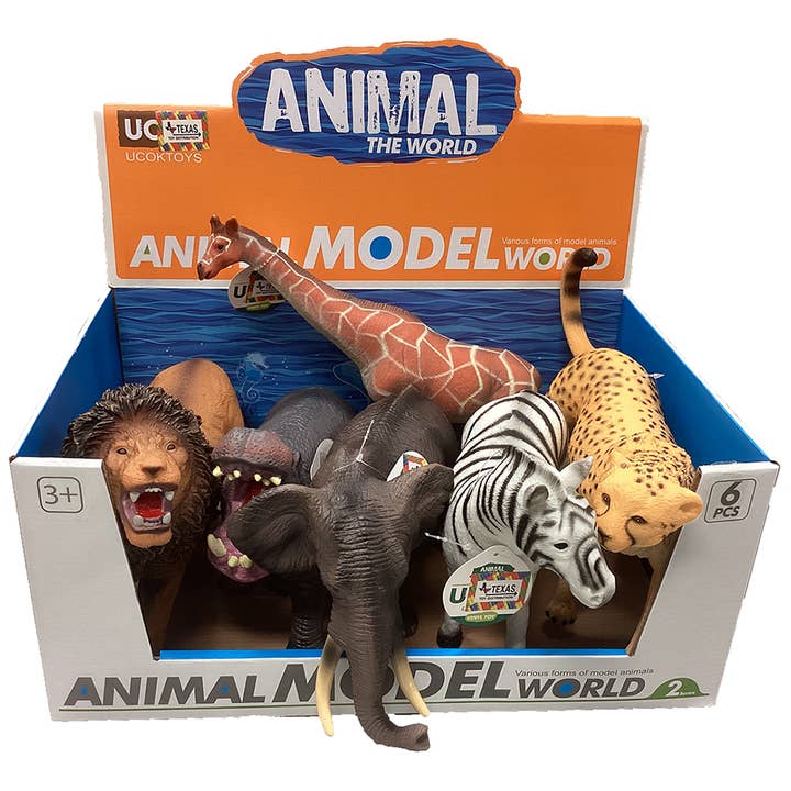 Large Animal Wildlife Display Box of x6 15" Figurine Models for wholesale by Texas Toy Distribution