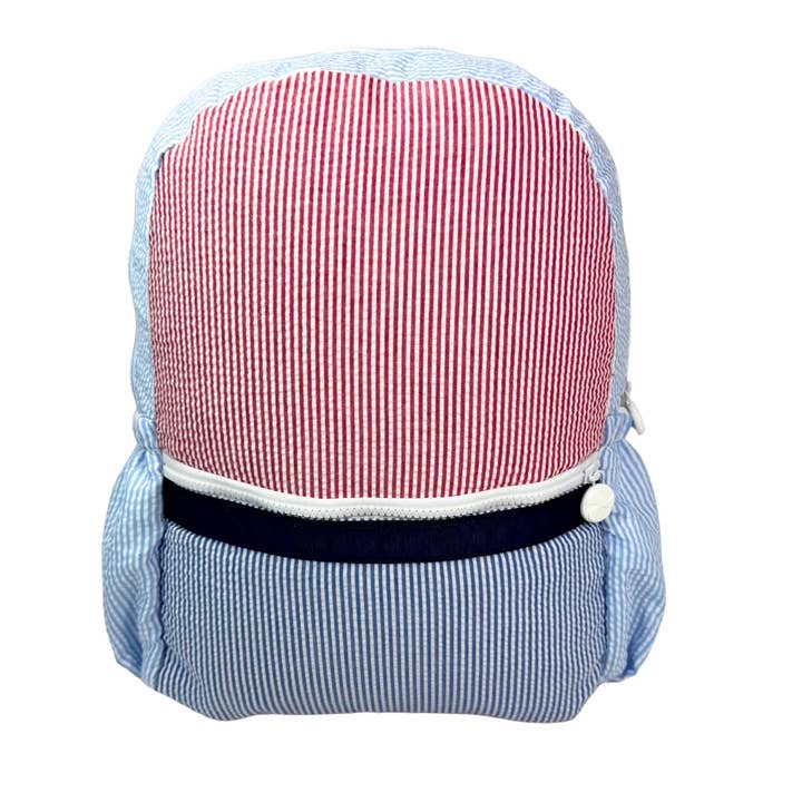 Sac à dos moyen en seersucker Yankee Doodle avec poches | Menthe pour la vente par Mint