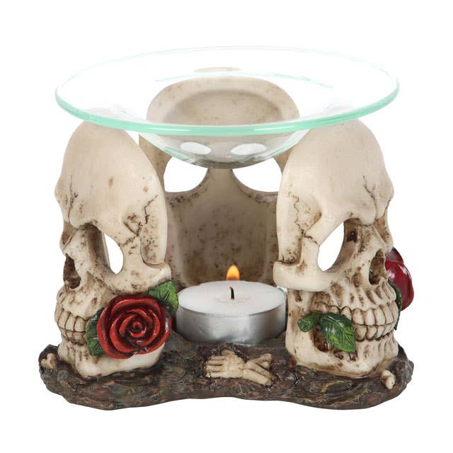 Something Different Wholesale - Wholesale Wax Warmer - Resin and Glass Skull Rose Oil Burner and Wax Warmer2