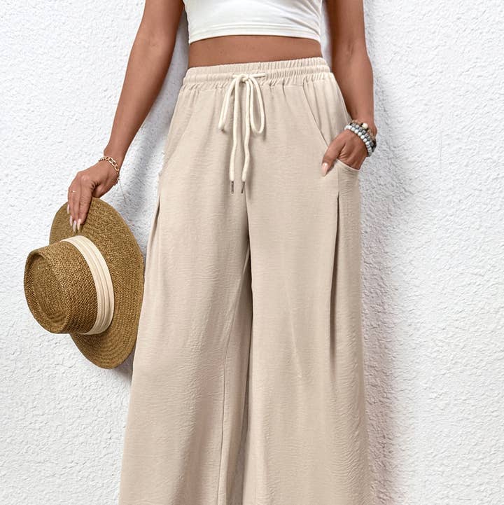 Women’s Drawstring Wide Leg Pants Casual Vacation for wholesale by Suhkasana