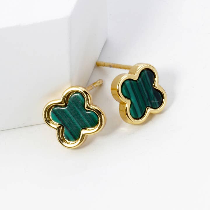 Sensibling Corp. - Wholesale Stud/Post Earrings - Gold Dipped Quatrefoil Stud Earrings
