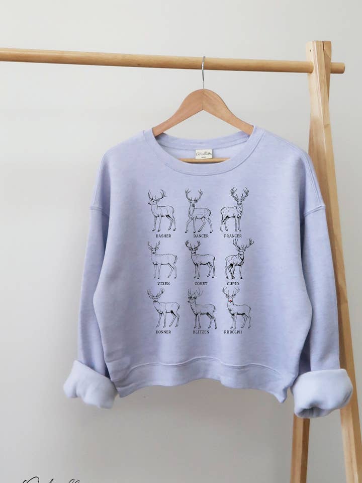 OAT COLLECTIVE - Wholesale Graphic Sweatshirt - Women's - SANTA'S REINDEER'S  Mid Cropped Graphic Sweatshirt 2