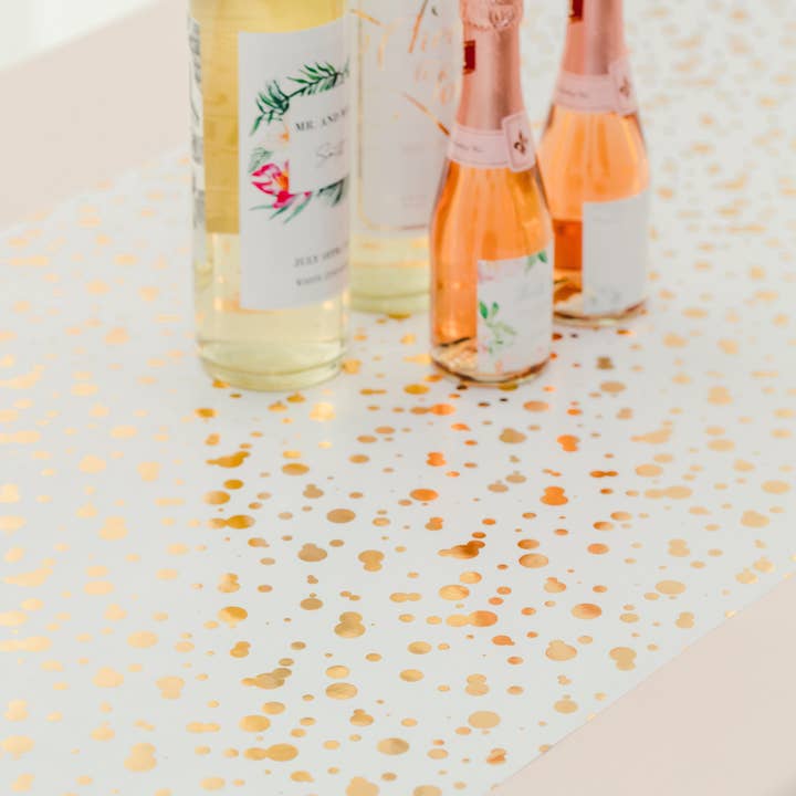 Weddingstar Inc. – Großhandel Einweg-Tischabdeckung/-Läufer – Dekorativer Tischläufer aus Papier - Gold Konfetti