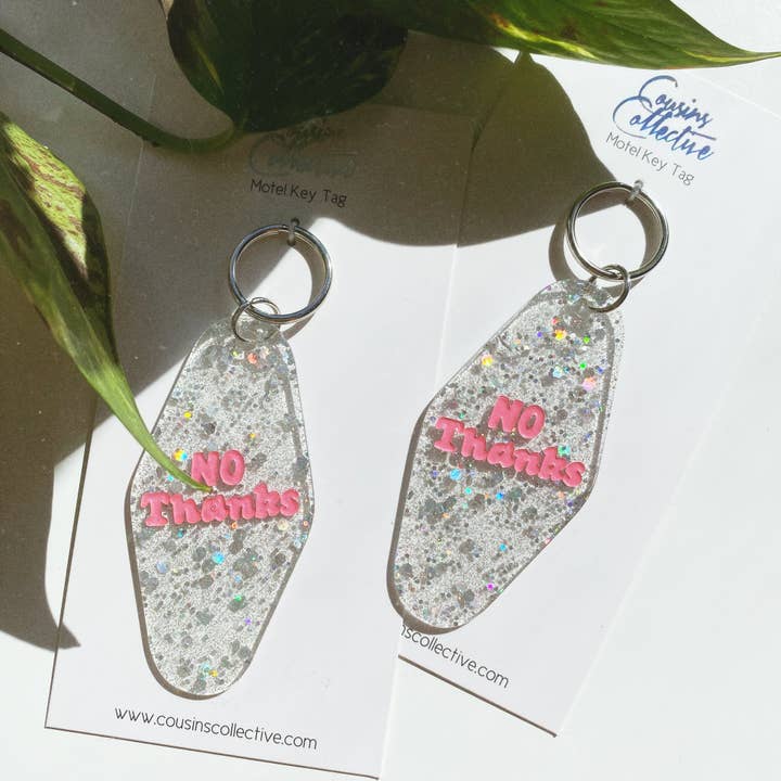 No Thanks Motel Keytag Keychain for wholesale by Cousins Collective