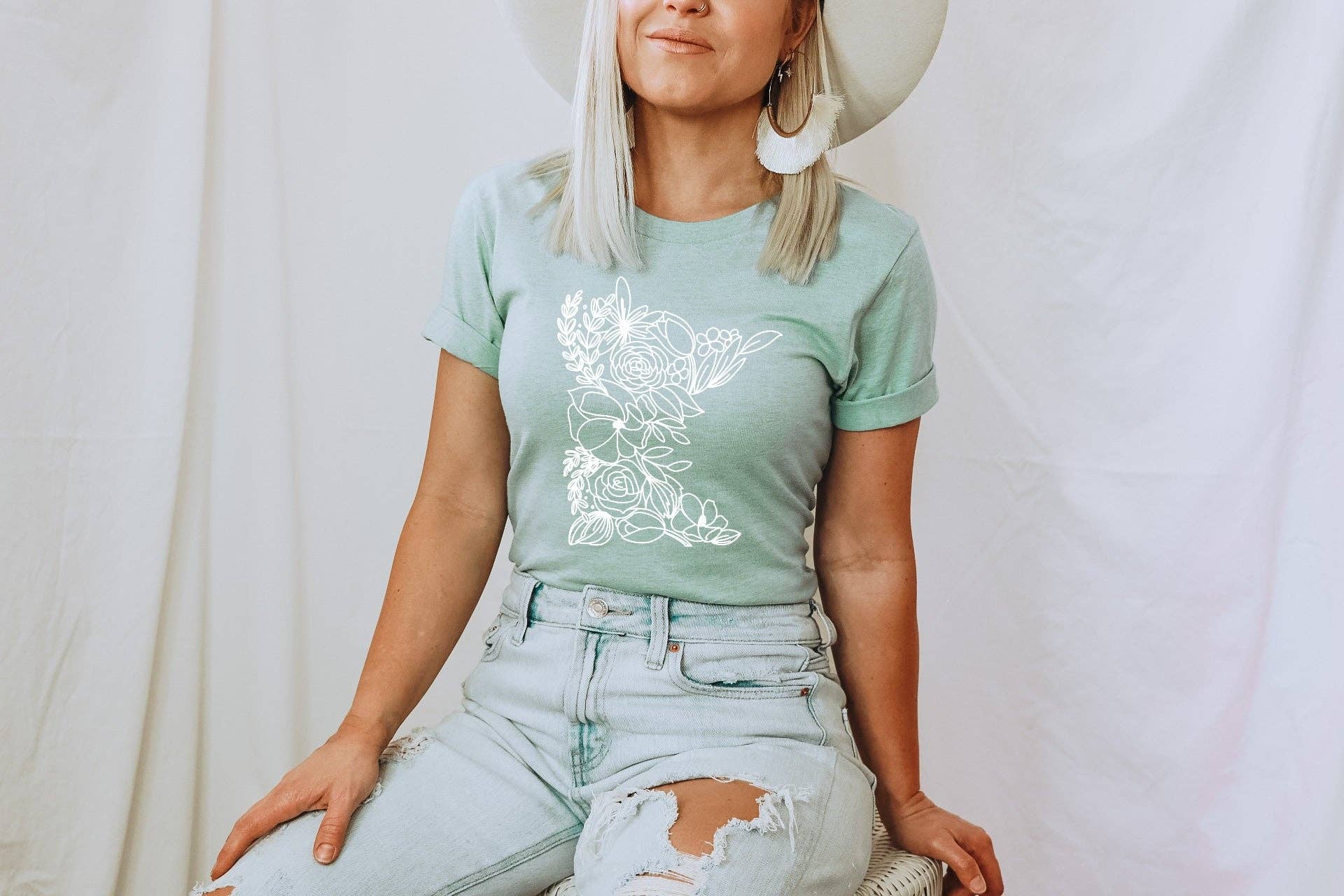 Autumn Rose Co. - Wholesale Screen Printed T-Shirt - Women's - Minnesota Floral Tee, Minnesota Graphic Shirt, MN Tees2