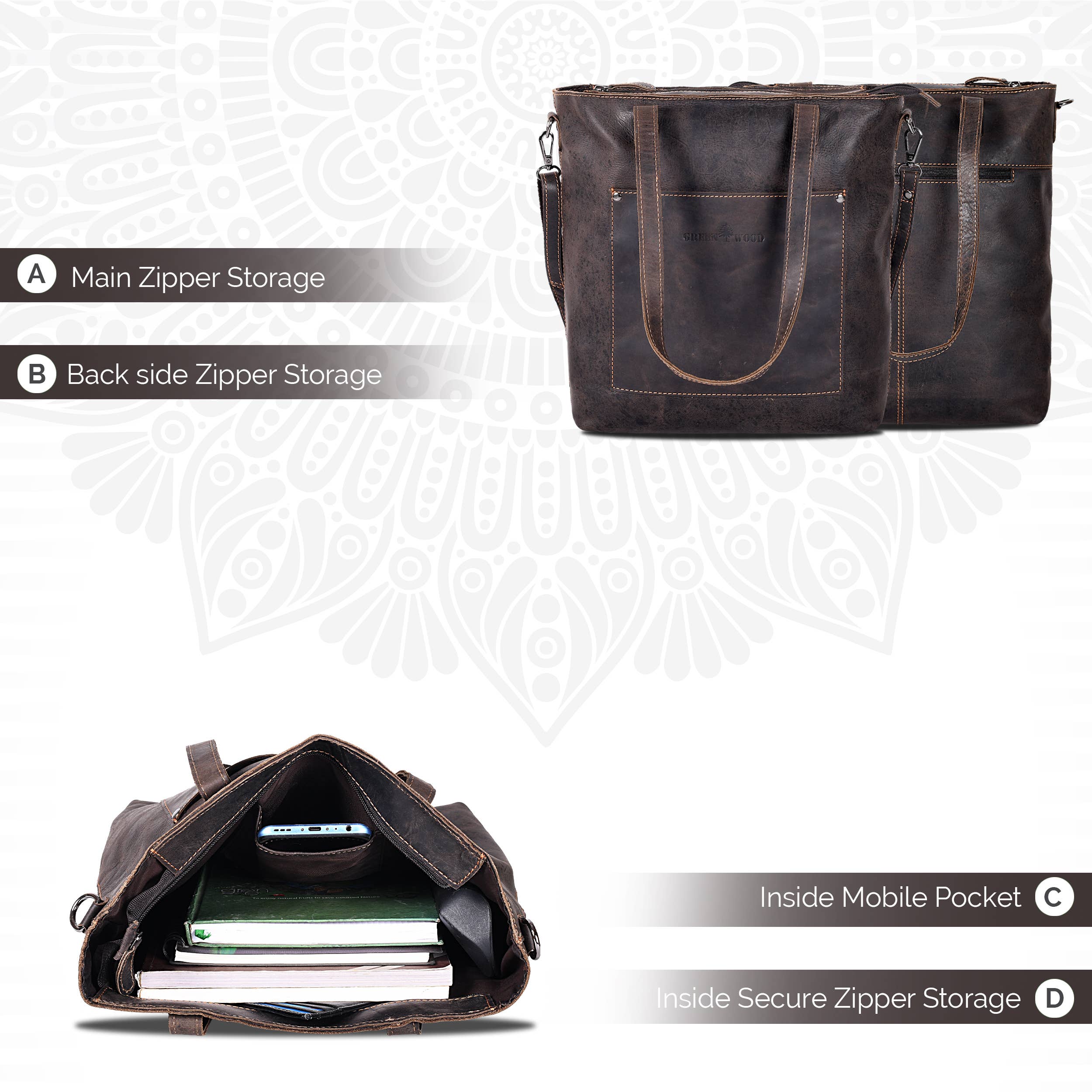 Greenwood Leather - Wholesale Tote Bag - Women's - Classic Leather Tote Bag Bunbury - GW20252