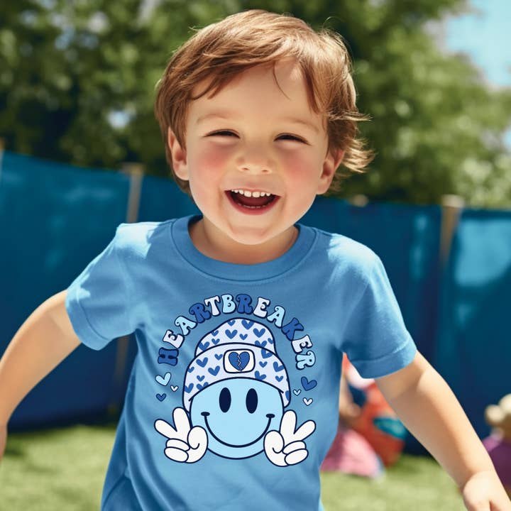 Blu Camicia Heartbreaker Boys San Valentino per bambini in vendita all'ingrosso su Faire