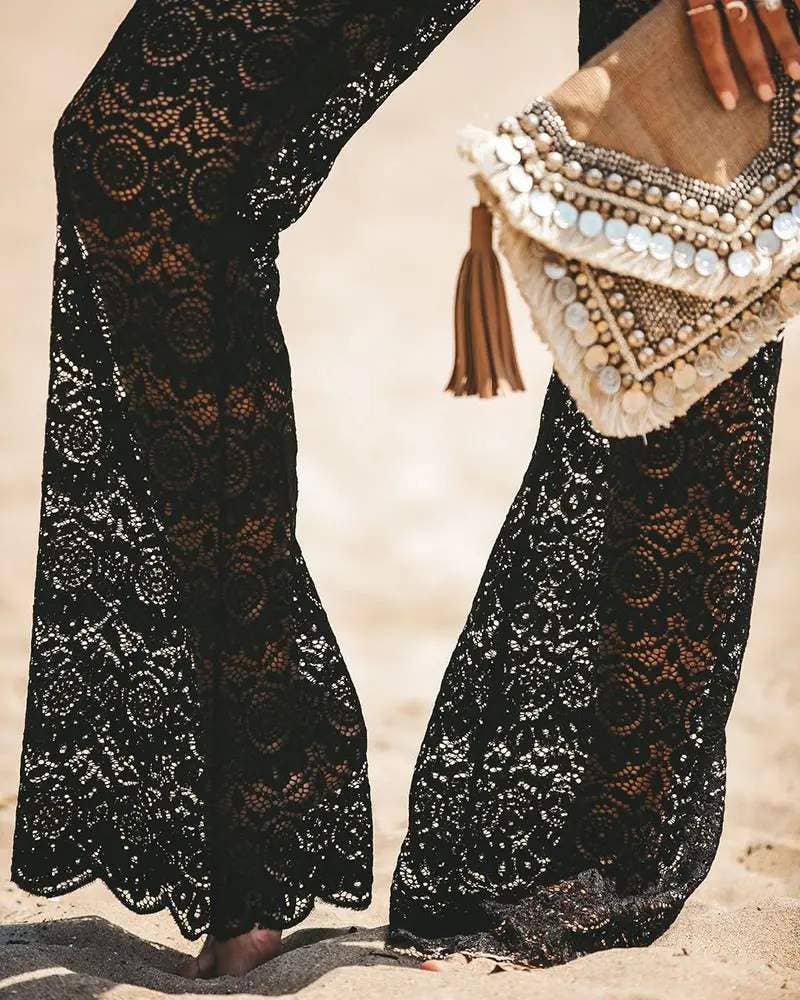 Queen Fashion – Engroshandel Strandbadekåbe – Dame – hule hæklede blondebukser med snor18