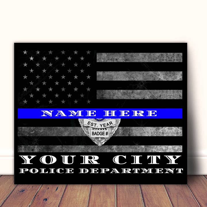Modern Memory Design Picture Frames - Wholesale Art Print - Columbus Police Officer Thin blue Line Flag Gift Art3