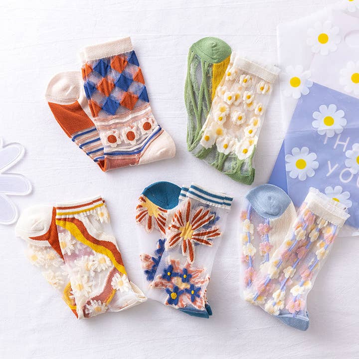 Funkyrel® Atzbranding Limited - Wholesale Socks - Women's - Rufia Mesh Socks for Women - Cool and Fashionable | 5 Pairs
