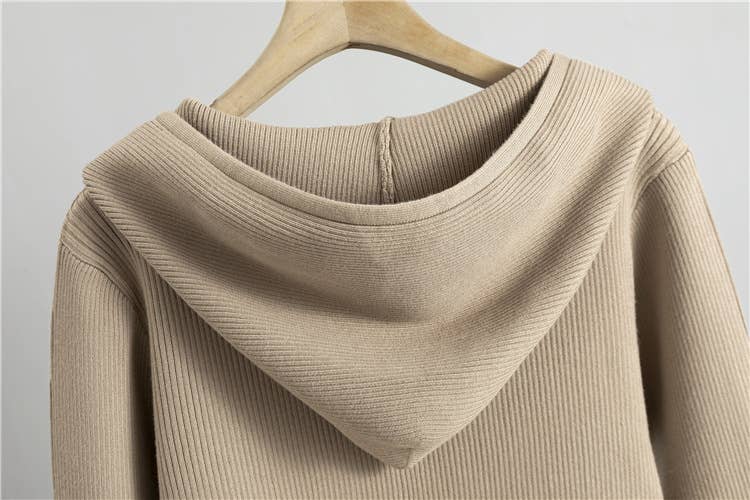 HIDDENBRAND - Wholesale Top & Skirt Set - Women's - hotfix rhinestone zip up knit hoodie jacket & midi skirt set5